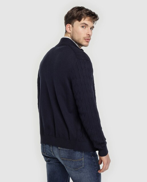Chaqueta de punto de hombre Dustin azul con cremallera