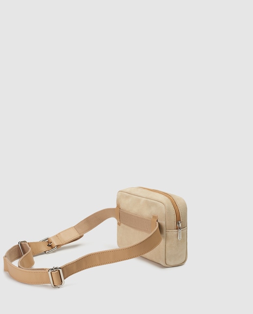 Riñonera de mujer Ruano de serraje beige con cremallera