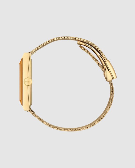 Reloj de mujer Gucci G-Frame YA147410 de malla de acero dorada