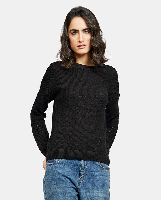 Jersey de mujer Noisy May con calados y cuello caja