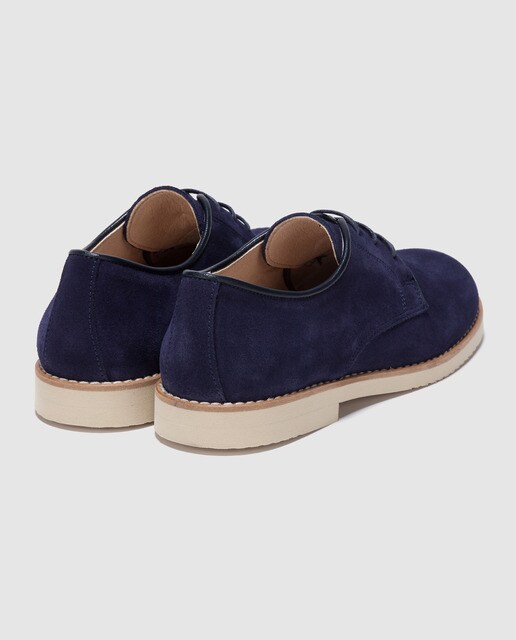Zapatos de cordones de niño Tizzas en serraje de color azul marino