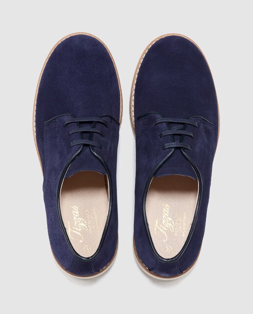 Zapatos de cordones de niño Tizzas en serraje de color azul marino