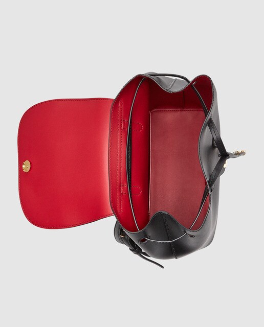 Mochila de mujer Lauren Ralph Lauren de piel en negro con el interior rojo