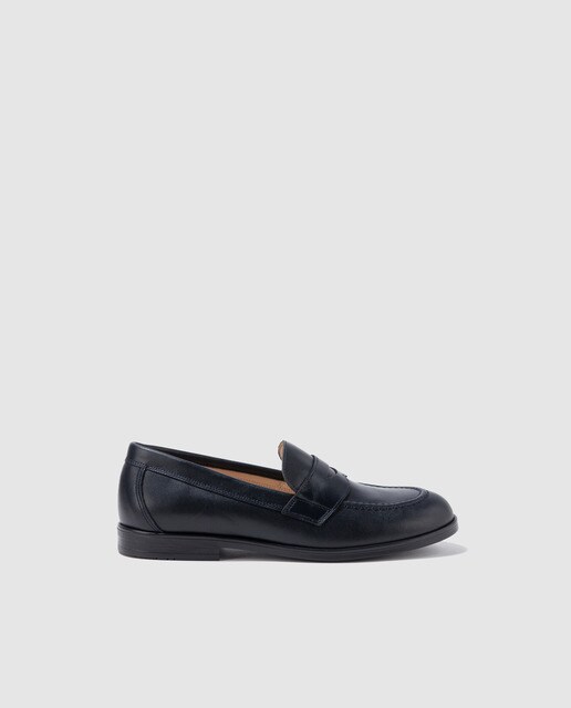 Mocasines de niño Tizzas de piel en color azul marino
