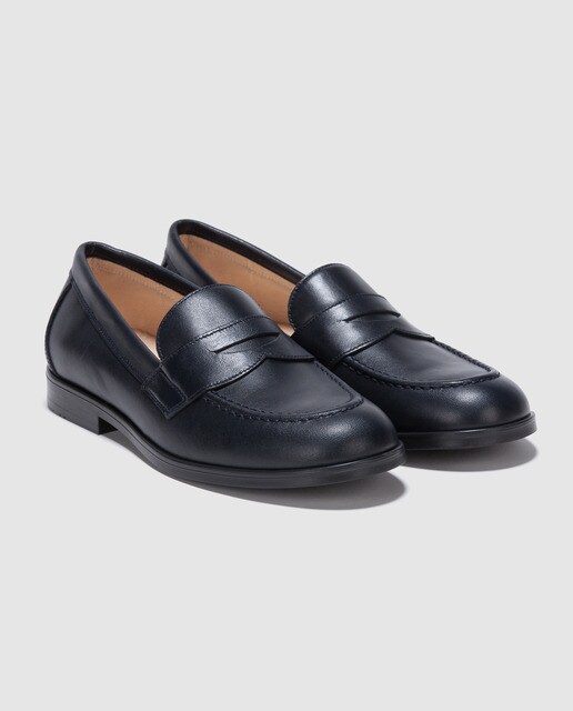 Mocasines de niño Tizzas de piel en color azul marino