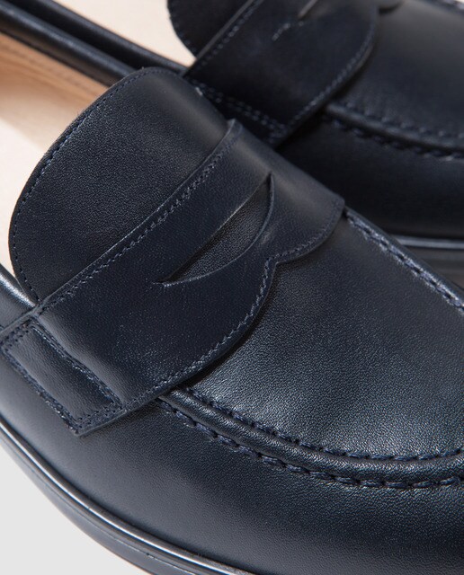 Mocasines de niño Tizzas de piel en color azul marino