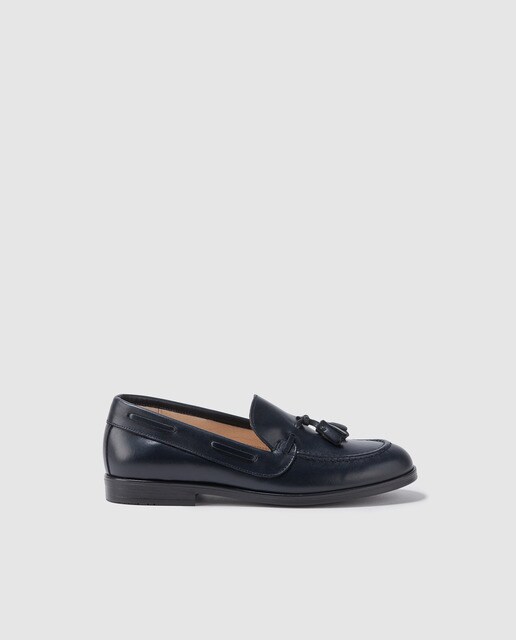 Mocasines de niño Tizzas de piel en color azul marino