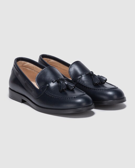 Mocasines de niño Tizzas de piel en color azul marino