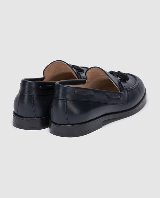 Mocasines de niño Tizzas de piel en color azul marino
