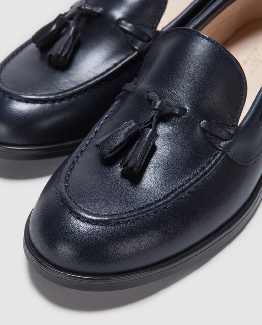 Mocasines de niño Tizzas de piel en color azul marino