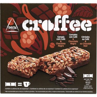 Delta Croffee Barras de Cereais com Café e Chocolate Preto 5 Unidades embalagem 105 g