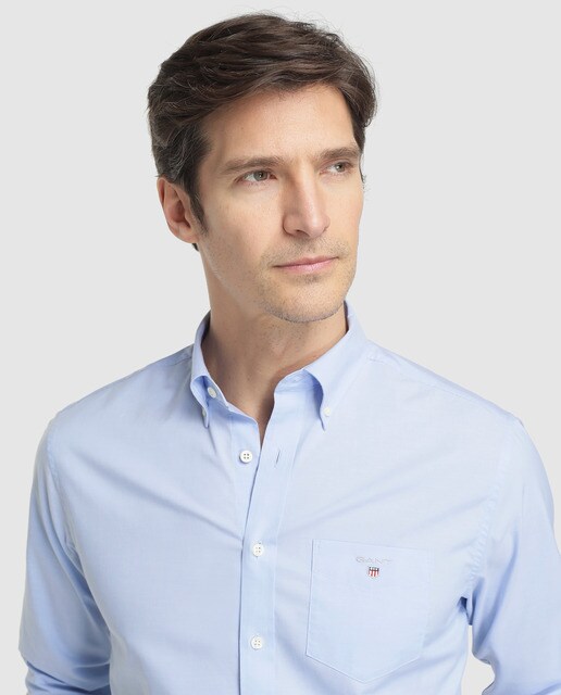 Camisa de hombre Gant regular lisa azul