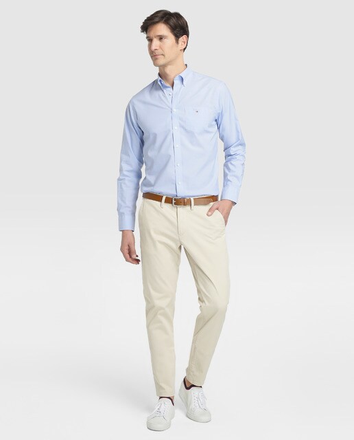Camisa de hombre Gant regular lisa azul