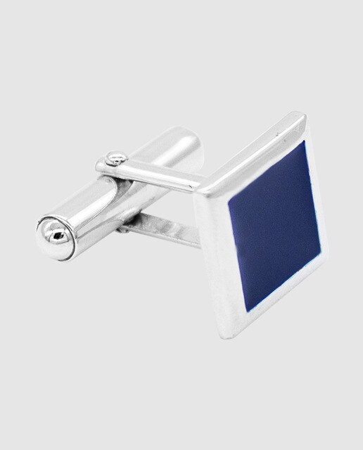 Gemelos de hombre Alexandra Plata de plata con esmalte azul