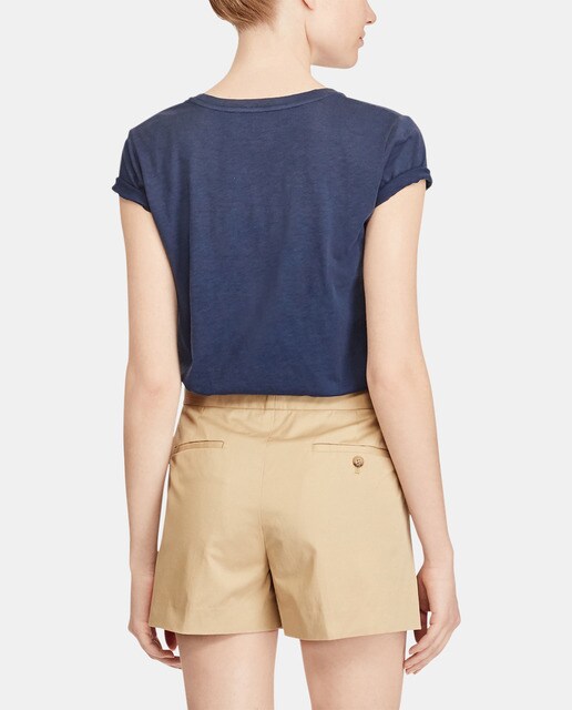 Camiseta de mujer Polo Ralph Lauren en azul con bandera en delantero