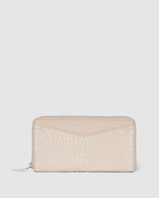 Cartera grande de mujer El Corte Inglés de piel nude con grabado coco