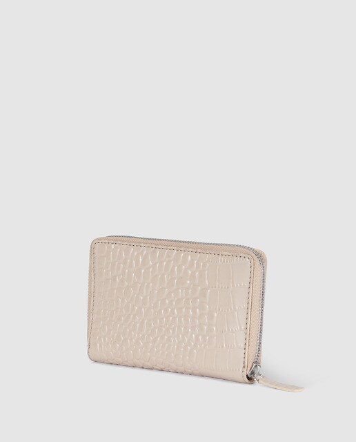 Cartera mediana de mujer El Corte Inglés de piel en nude con efecto coco