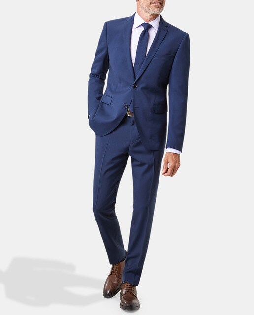 Chaqueta de traje de hombre Pierre Cardin slim lisa azul