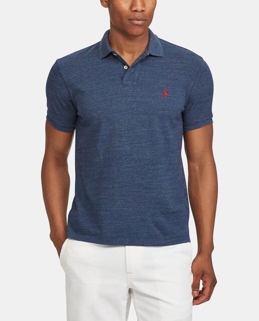 Polo piqué de hombre Polo Ralph Lauren slim azul de manga corta