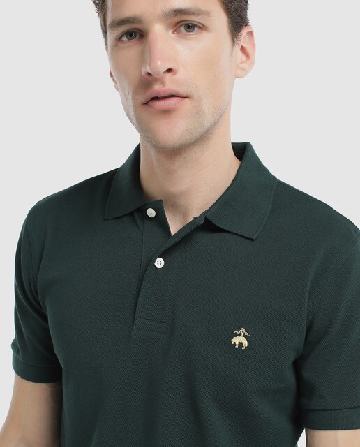 Polo piqué de hombre Brooks Brothers verde de manga corta