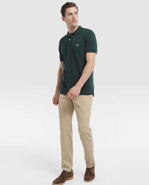 Polo piqué de hombre Brooks Brothers verde de manga corta