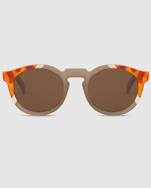 Óculos de sol unissexo Mr.Boho pantos taupe com hastes em contraste