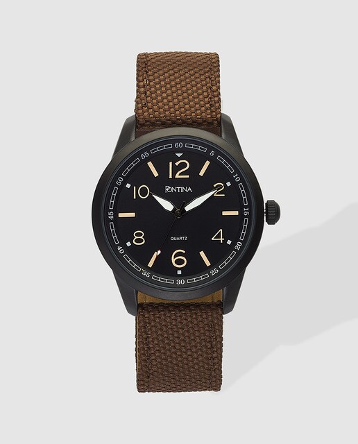 Reloj de hombre Pontina textil marrón
