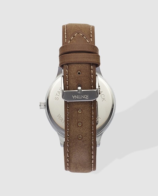 Reloj de hombre Pontina símil piel marrón