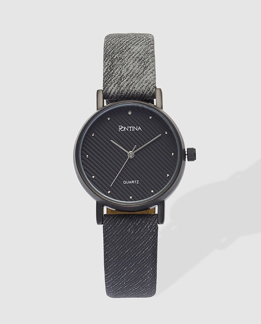 Reloj de mujer Pontina textil denim gris