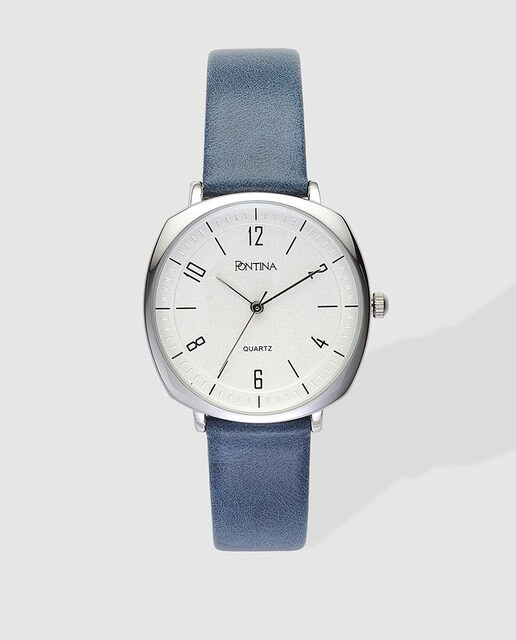 Reloj de mujer Pontina plateado y azul