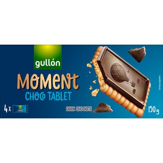 Gullón Moment Bolachas Cobertas com Chocolate Preto embalagem 150 g