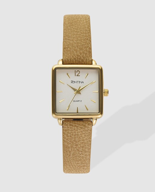 Reloj de mujer Pontina símil piel camel