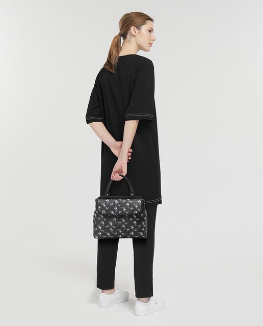 Bolso de mano El Corte Inglés en negro con print floral