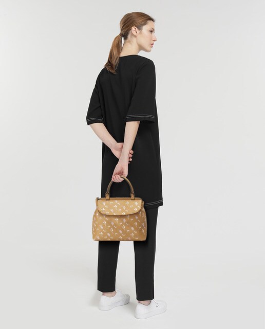 Bolso de mano El Corte Inglés en camel con print floral