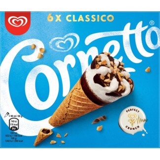 Cornetto Clássico Gelado Pack 6 embalagem 90 ml
