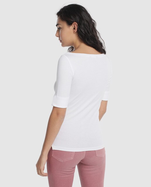 Camiseta blanca de mujer Lauren Ralph Lauren con manga corta