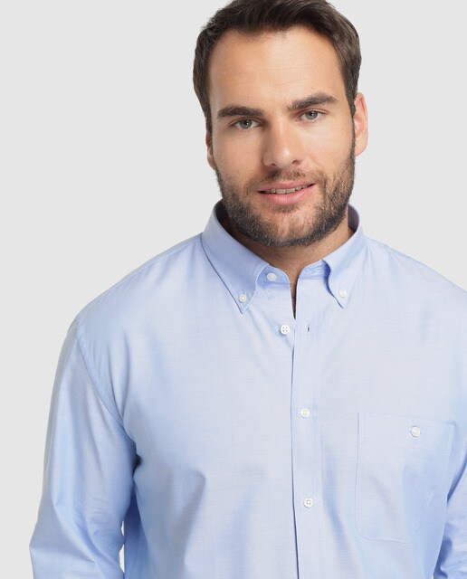 Camisa de hombre Dustin classic lisa azul tallas grandes