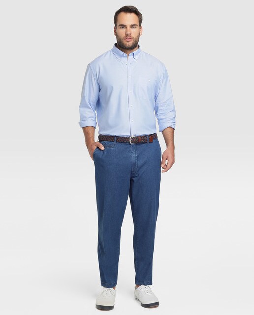 Camisa de hombre Dustin classic lisa azul tallas grandes