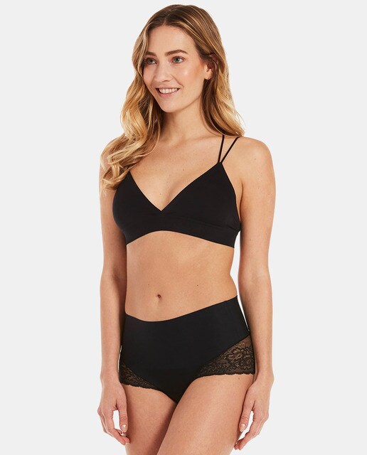 Cuecas altas adelgaçantes Tummy Shaper em renda pretas