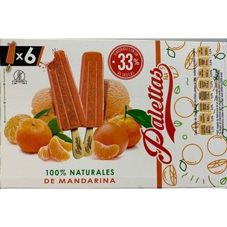 Palettas Gelado de Tangerina Pack 6 sem Glúten Biológico embalagem 60 ml