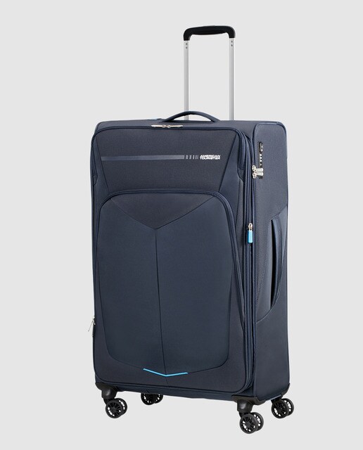 Trolley grande expansível SUMMERFUNK flexível azul-marinho, com capacidade até 119 L
