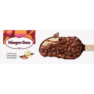 Haagen-Dazs Gelado de Baunilha, Caramelo e Amêndoa embalagem 80 ml