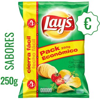 Lay's Receita Camponesa Batatas Fritas Lisas com Sabor sem Glúten embalagem 250 g