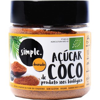 Simple Açúcar de Côco Dourado sem Glúten Biológico embalagem 115 g