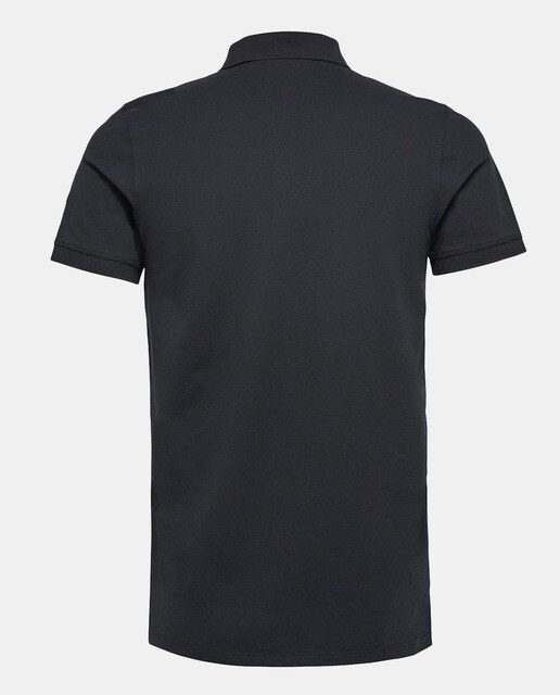 Polo piqué de hombre Selected básico negro de manga corta