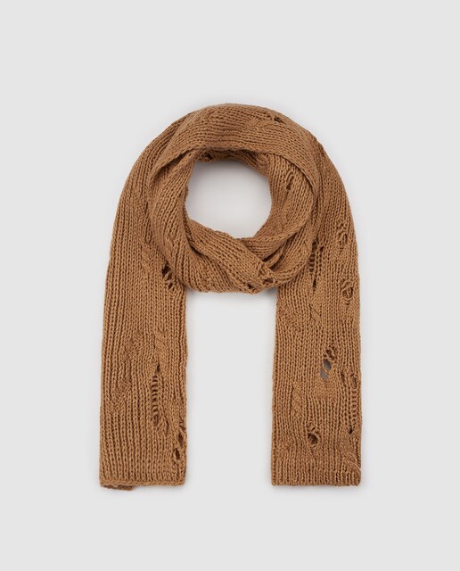 Maxi bufanda de punto Southern Cotton en camel desagujado