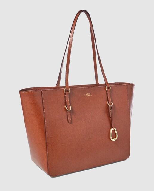 Tote Lauren Ralph Lauren de piel en marrón con cremallera