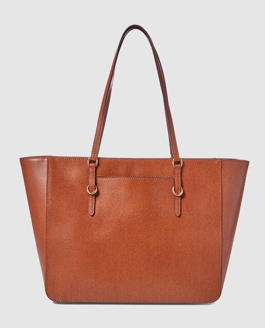 Tote Lauren Ralph Lauren de piel en marrón con cremallera