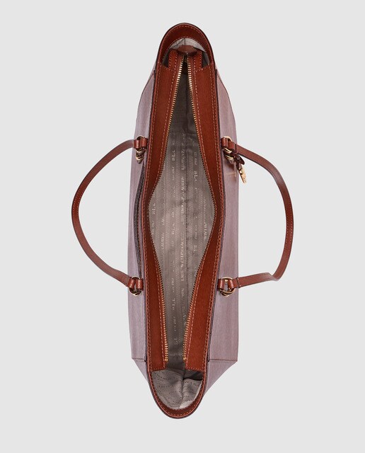 Tote Lauren Ralph Lauren de piel en marrón con cremallera