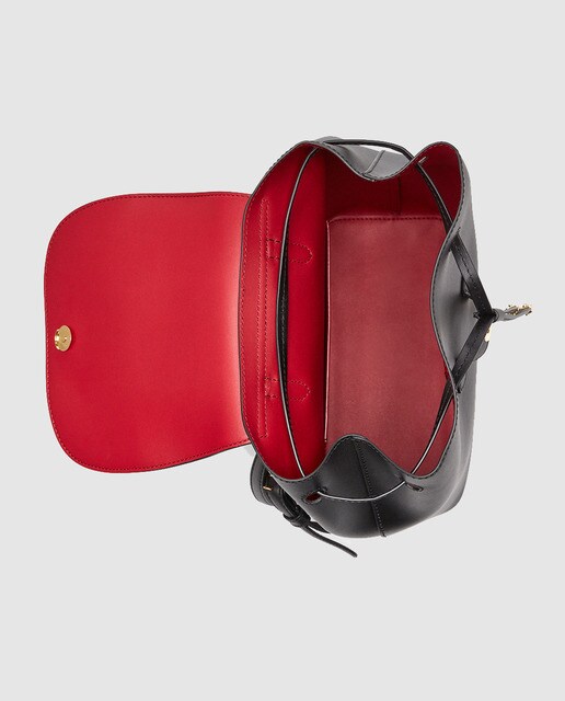 Mochila de mujer Lauren Ralph Lauren de piel en negro con el interior rojo